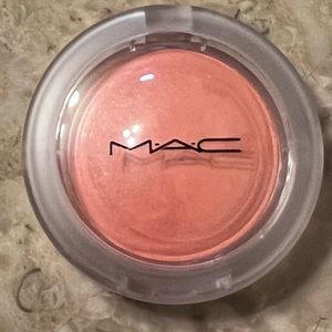 MAC glow play blush in Cheer Up, swatched Once